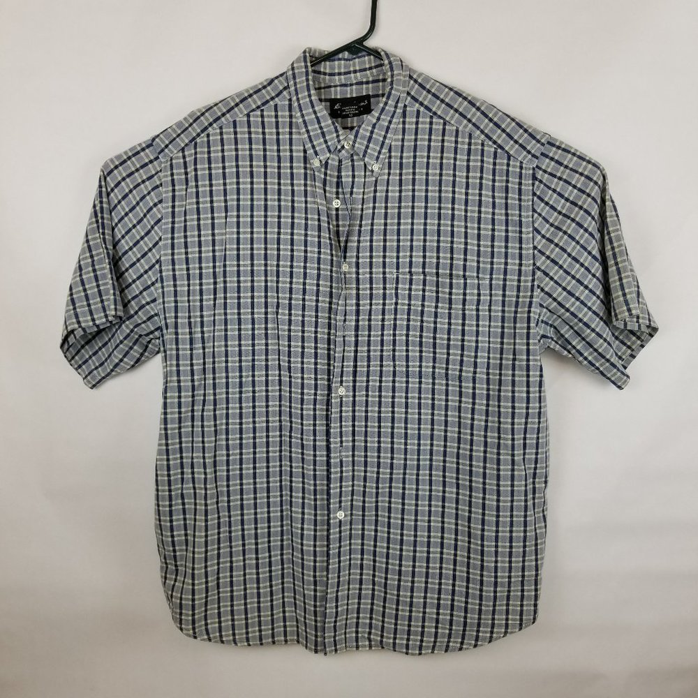 Eddie Bauer Short Sleeve Shirt Size XL Blue/White Stripe